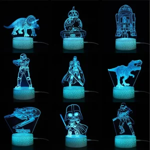 Fashion Style 3D Optical Illusion LED Lamp Standing Bed Acrylic Board Lamp Bedroom Decor Led Acrylic Night Light With Wood Base