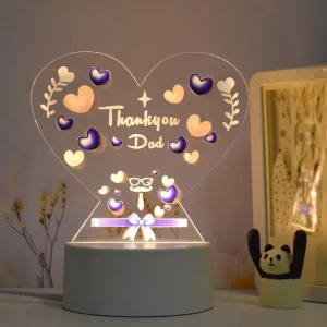 Father’s Day Smart Home 3D LED Night Light Jellyfish Lamp USB Charge Warm White Decorative Lamp for Bedroom Office Use