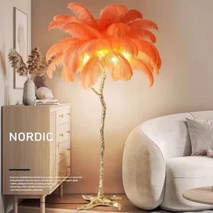 Feather Floor Lamp Light Luxury Ostrich Feather Sofa Net Red Lamp Bedroom Living Room Decoration Floor Lamps