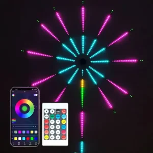 Firework LED Strip Lights with Music Sync, Sound Running Effects, Indoor Festival Decoration