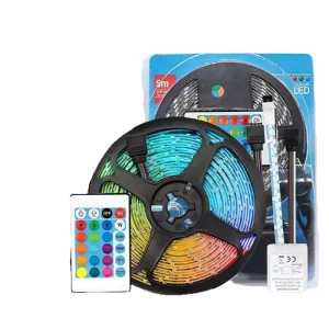 Flexible 2835 SMD RGB LED Light Strip 12V TV Backlight Tape with 24-Key IR Remote and Power Supply Adapter