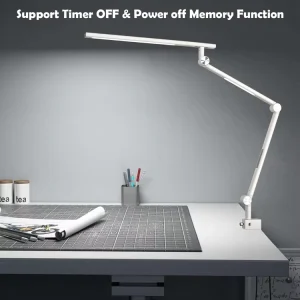 Flexible Dual Light Eye-Caring Aluminum LED AC Desk Lamp 5-Level Brightness Adjustable Arm Contemporary Minimalist Bedroom