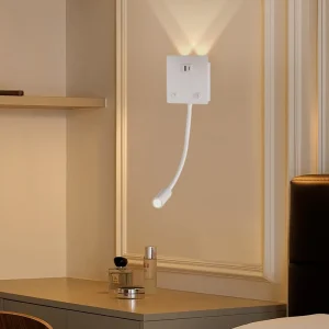 Flexible Gooseneck Bedroom Wall Surface Led Reading Lamp Rotatable Indoor 3W Wall Bedside Lighting