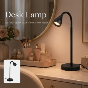 Flexible Gooseneck Desk Lamp 3.5W 3 Color Modes for Office Task Light Small Desk Reading Lamp Bedside