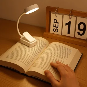 Flexible Gooseneck LED Reading Lamp Clip on USB Rechargeable Desk Light with Adjustable Brightness Modern Simple