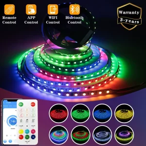 Flexible Pixel 5050 RGB LED Strip Light with App, Wi-Fi, Music Sync, Voice Control and Running WS2811 Effects