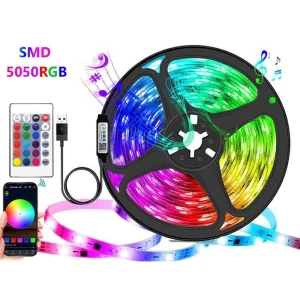 Flexible RGB 5050 SMD LED Strip Light Waterproof DC5V Smart Control ( Remote App) Landscape Lighting 1M 15M Length