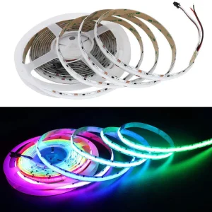 Flexible RGB COB LED Strip Light 12V WS2812B with Remote App Control Cuttable Easy Installation