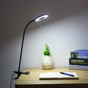 Flexible Ring Led Desk Lamp Light 3 Modes Dimmable Mini Desk Bedside Night Lamp with Clip