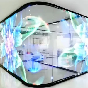 Flexible Transparent Holographic 3D LED Film Display with Glass Adhesive for Glass Windows