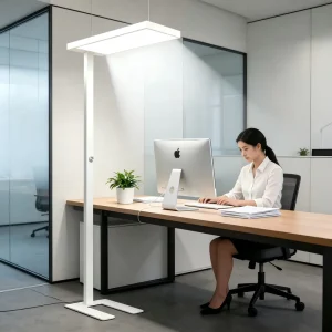 Floor Lamp for Working Modern Minimalist LED Touch Control Dimmable Office Industrial Free Standing Aluminum Body Light Fixture
