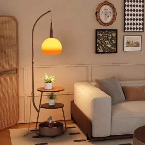 Floor Lamp with Storage Shelves Multifunctional Standing Light LED Apartment Hotel Living Room Interior Decor