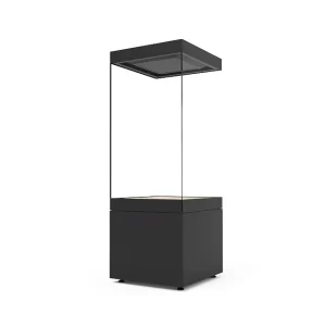Floor Standing Glass Display Showcase with LED Lighting, Dark Gray Aluminum, Museum Retail