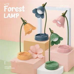 Flower LED Desk Lamp Student Bedroom Room Lighting Touch Reading Lamp Eye Protection Multi function Table Light