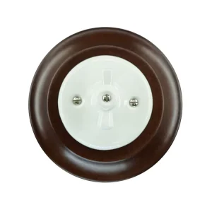 Flush Mounting Retro Vintage Ceramic Porcelain Modern Toggle Wall Light Switch With Wood Frame