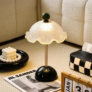Fluted Acrylic Crystal Table Lamp Retro Mushroom-Style LED Night Light