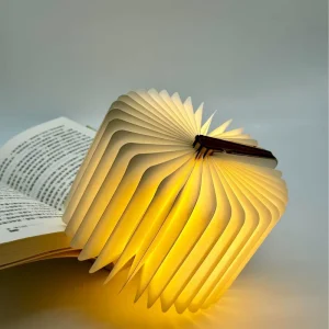 Foldable Wooden Book Light USB Rechargeable LED Book Lamp Warm Night Light for Bedroom Desk Decor Gift