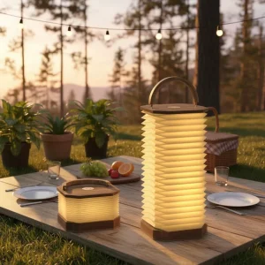 Folding LED Accordion Table Lamp Warm White Reading Night Light Battery Powered