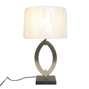 For CUL Certified Modern AC Custom Hotel Bedside Iron Dimming Table Lamp Chrome White Drum Fabric Shade E26 USB Bedroom
