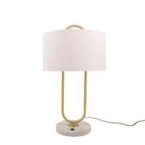 For CUL Listed Custom Modern Simple Hotel Bedside E26 Champagne Gold Iron Table Lamp Marble Base Drum Linen Shade Bedroom