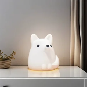 Fox Silicone USB Rechargeable 7-Color Mood Light Night Lamp for Kids Bedroom Nursery