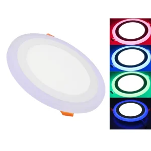 Frameless Double-Color LED Panel Light RGB Round or Square 18W 6W 24W 9W 3+3W 6+3W 12+4W Red Green Blue