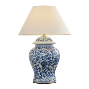 French Blue and White Coffee Study Office Table Lamp Ceramic Bedroom Desk Lamp No Base Outdoor 75cm High Lamp