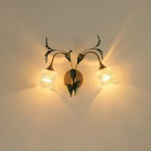 French Design Iron LED Wall Lamp with Multicolored Glass Shade Warm White Light Wall Mounted for Home and Commercial Use