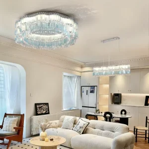 French Glass Surface Mounted AC LED Ceiling Light for Living Room Bedroom and Dining Room