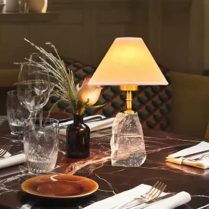 French Luxury Crystal Table Lamp Cordless Rechargeable Battery Modern Style Bedroom Bedside Lamp for Hotel Wedding