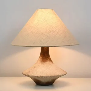 French Modern Ceramic Table Lamp Simple Design AC Powered LED 3000K Warm White Antique Fabric Shade for Bedroom Living Room