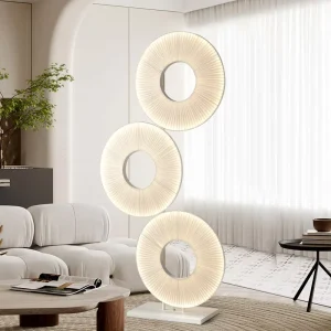 French Romantic Modern Design Sofa Atmosphere Floor Lamp Art Creative Decoration Simple Circular Fabric White Floor Light