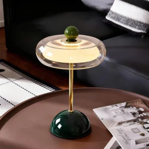 French style Vintage Iron and Glass Table Lamp with Rechargeable USB Dimmable Light for Living Room and Bedroom Ambiance