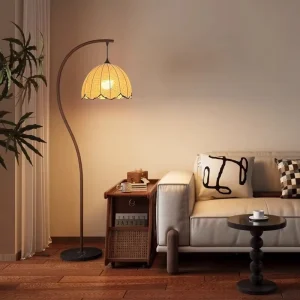 French-style Vintage Retro Fishing Floor Lamp LED Three-color Dimming Smart Assistant for Hotel Bedside Mood Lighting