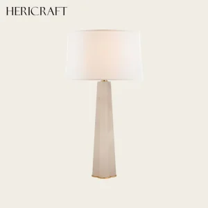Fresh Design Alabaster Table Lamp Transitional Desk Lamp with Quatrefoil Base for Home Office Workspace 110V