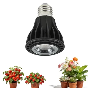 Full Spectrum 3000K COB LED Aluminum Par20 E26 Base Flickering Free Grow Light Bulb for Indoor Bloom Plants