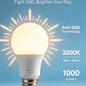 Full Spectrum Dimmable A19 120V E26 LED Bulb Flicker-Free Natural Light