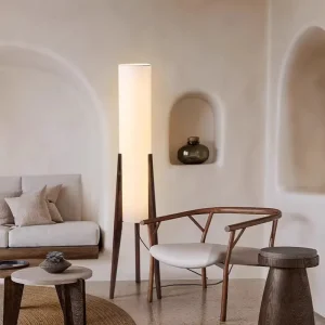 Full Spectrum LED Floor Lamp Modern Chinese Log Design Garden Bedroom Living Room Sofa Side Tea Table Lamp