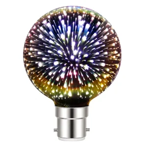 G125 3D Firework Light Bulb Edison Decorative Glass G95 LED Bulb B22 for Bedroom Home Restaurant Bar Hotel Decoration Light