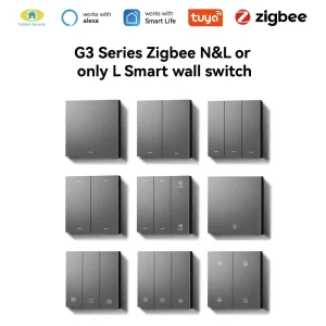 G3 Physique Button Tuya Smart Home Zigbee N&L and Only L Smart Wall Switch Compatible with Alexa google Voice Control