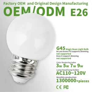 G45 Globe SMD E26 AC110 120V Non-Dimmable Transparent Glass Lampshade Ra80