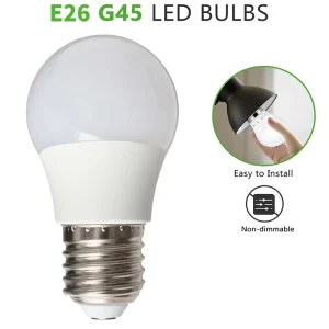 G45 LED Bulb E26 AC110-120V Non-Dimming White Plastic Lampshade Ra80 Energy-Saving Bulb