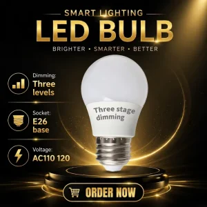 G45 LED Bulb E26 AC110-120V Three-Stage Dimming White Plastic Lampshade Ra80 Energy-Saving Bulb