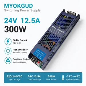 GKV 300W 24V 12.5A 0 10V Dimmable LED Driver 180 264V Input Constant Voltage LED Power Supply for Lighting 2 Year Warranty