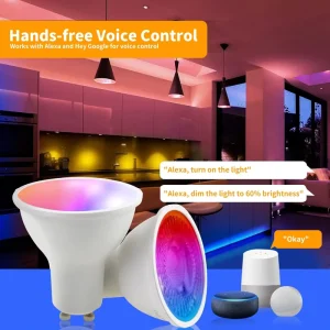 GU10 5W RGBW WiFi LED Bulb 2700K-6500K Dimmable Voice Control CE RoHS