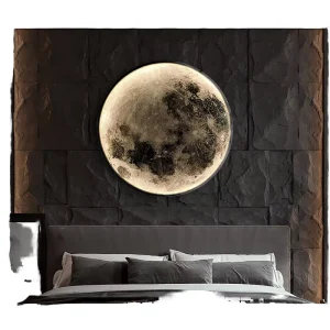 GW07027 Luxury Iron Touch Control LED Moon Wall Lamp for Corridor Living Room & Bedroom Background Decoration