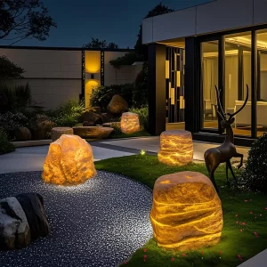 Garden Decorative Outdoor Artificial Stone LED Light