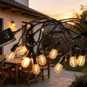 Garden Outdoor Edison Bulb Globe Waterproof Connectable Solar LED String Light for Patio Holiday Garland
