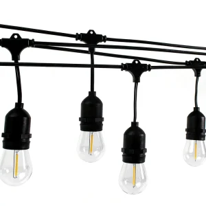 Garden S14 Festoon Lights 48FT 15 LED Filament Bulbs IP65 Waterproof Lamp Wedding Cafe Balcony Xmas Decor