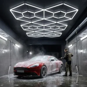 Geometric Grid Car Garage LED Light Dimmable 6500K LED Ceiling Panel for Auto Repair Shop